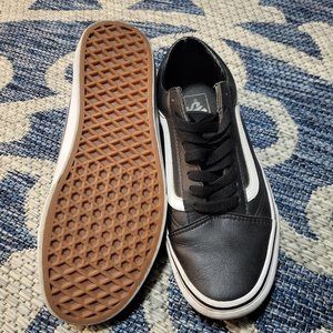 Vans black leather low tops